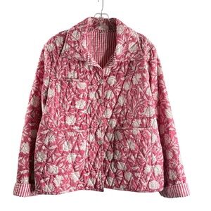 SIZE MEDIUM PINK/WHITE FLORAL COTTON JACKET